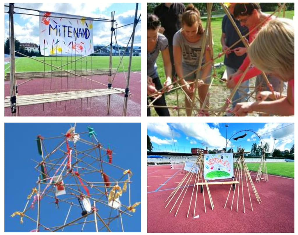 Teambuilding-Allgaeu-Bambusskulpturengarten-Tiefblick-Training